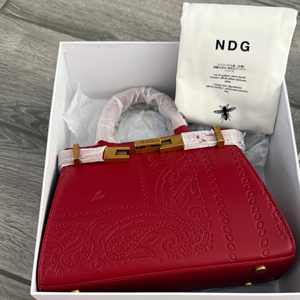 NDG Paris Red Paisley Embossed Handbag